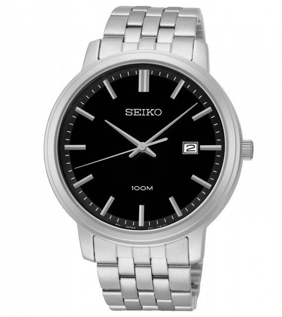 金台鐘錶】SEIKO 精工SUR109P1大表徑都會簡約石英鋼帶腕表-黑面SUR109 | Yahoo奇摩拍賣