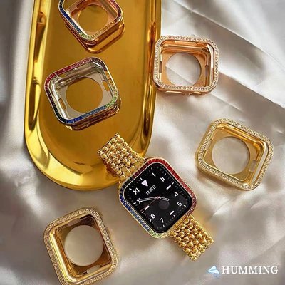 耀眼彩鑽 | Apple Watch 6 5 4 3 2 SE 金屬保護殼 方鑽防摔殼 44mm 40mm 蘋果手錶保護-奇點家居