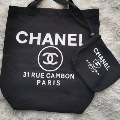 VIP積分贈品禮 Chanel 香奈兒兩件套帆布單肩包 可拆卸 子母包 大容量購物袋 帆布包 托特包 肩背包 手提包 環保購物袋