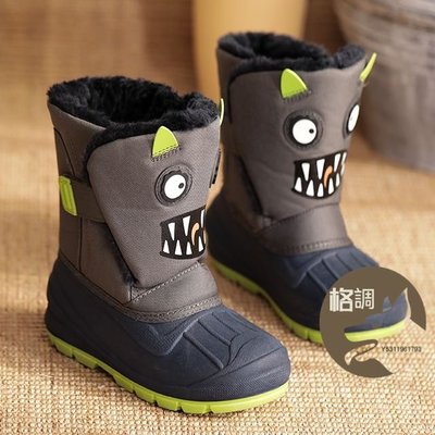 格調…冬季新款韓版可愛男童保暖加絨加厚防水防滑雪靴中小童兒童布鞋lbi0