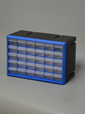 W6OI藍色組合式桌面收納盒簡約可拆卸塑料零件箱帶抽屜多格分類置