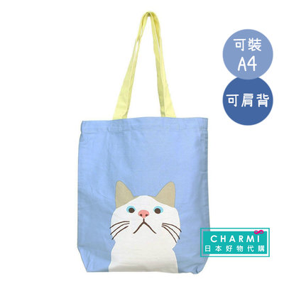 ✧查米✧現貨 日本 Taachan 貓咪 帆布袋 可裝A4 可肩背 鄙視貓 白貓 手提袋 托特包 環保袋