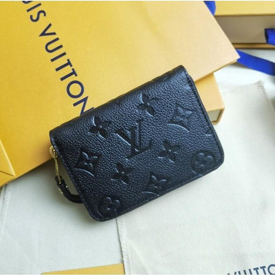 二手 LV 路易威登 M60574 ZIPPY 黑色壓紋印花拉鏈零錢包 卡夾 卡包 錢包 皮夾
