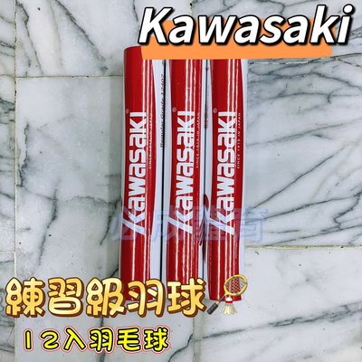 【綠色大地】KAWASAKI 羽球 羽毛球 KBG12407 練習級羽球 一筒12入 練習用 鴨毛 公司貨 配合核銷