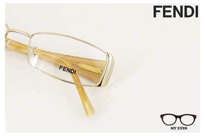 【My Eyes 瞳言瞳語】FENDI 義大利品牌 金色複合式光學眼鏡 蛇紋圖樣 小奢華風格 窄臉型佳 (F874)