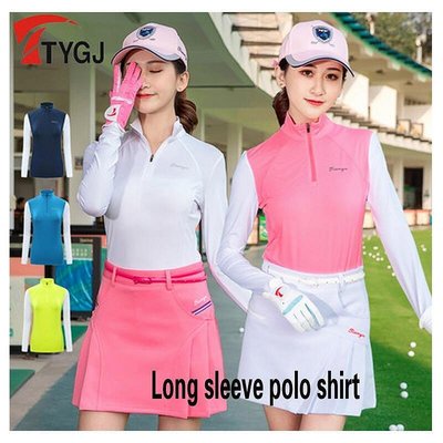 新款推薦 TTYGJ 高爾夫女韓版春夏款 冰絲女長袖 高爾夫衣服 球衣T恤-可開發票