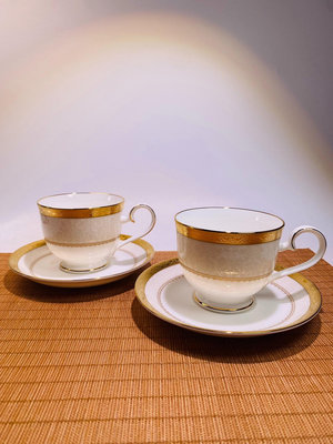 【二手】日本則武noritake.斯里蘭卡骨瓷咖啡杯.茶杯.重金邊 古玩 老貨 收藏 【天地通】-1835