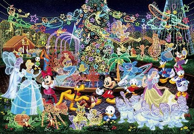 日本正版拼圖 迪士尼 花車遊行 2000片絕版夜光拼圖，2000-534