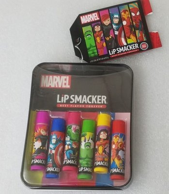 美國 Lip Smacker [ 漫威英雄系列護唇膏 ] Lip Smacker Disney 六支組 鐵盒款 全新