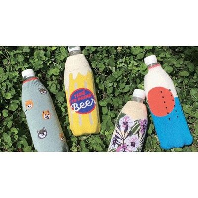 ˙ＴＯＭＡＴＯ生活雜鋪˙日本進口雜貨人氣日本製美式風格啤酒 爆米花圖騰編織棉質水壺套 水壺袋(預購)