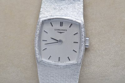《寶萊精品》Longines 浪琴銀灰白方型手動女子錶