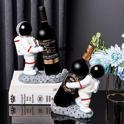 【熱賣下殺價】北歐風樹脂宇航員創意紅酒架家居客廳太空人酒柜裝飾品擺件