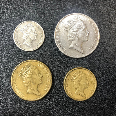 澳洲-5分、20分、1元、2元硬幣共4枚-1989~1996