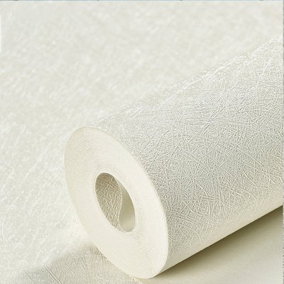 下殺-進口奧斯龍米白色墻紙3D立體蠶絲紋理無紡布純色素色臥室客廳壁紙