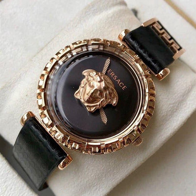VERSACE Palazzo Empire 黑色錶盤 黑色皮革錶帶 石英 女士手錶 VEDV00719