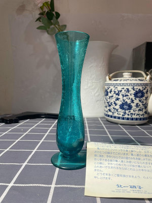 【二手】日本 北一哨子花瓶 花入一輪插全身冰炸紋配上本身的顏色 回流 配飾 餐具【佛緣閣】-732
