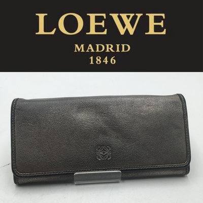 【皮老闆二店】二手真品 Loewe 扣式長夾 皮夾 白732