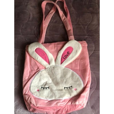 @莓之屋@全新 粉紅色 兔子 絨毛 手提袋 側背袋 購物袋 兒童~250元