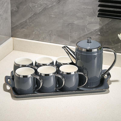 北歐輕奢高檔茶杯茶具水壺水杯套裝家用客廳待客水具喝水杯子陶瓷