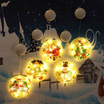聖誕節Hospitality 新款耶誕節櫥窗裝飾品 星星燈佈置吸盤掛燈 LED耶誕發光裝飾燈-小妹百貨店