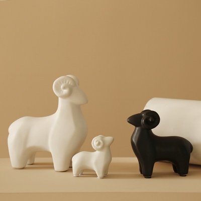 擺件 北歐陶瓷小羊擺件可愛三羊開泰擺設家居生肖羊裝飾品動物擺飾