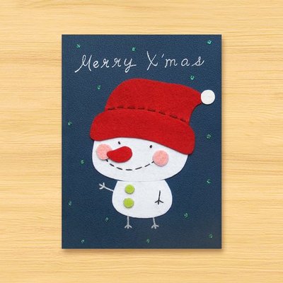 ( 2款供選擇 ) 手工卡片 _ 瞇瞇眼微笑雪人 - 聖誕卡 雪人