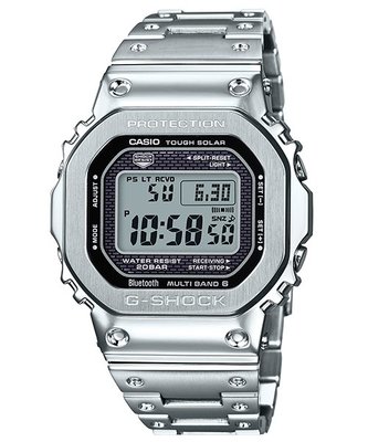 【金台鐘錶】CASIO卡西歐G-SHOCK 全不鏽鋼 藍牙 六局電波 太陽能 GMW-B5000D-1