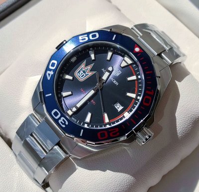 TAG HEUER Aquaracer Henrik Lundqvist 藍色面錶盤 銀色不鏽鋼錶帶 石英 男士手錶 WAY101J.BA0746 競潜300M