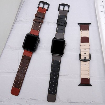 愛馬仕 適用於Apple Watch 5/4/3/2/1代通用真皮錶帶 蘋果手錶替換錶帶 iWatch腕帶44mm