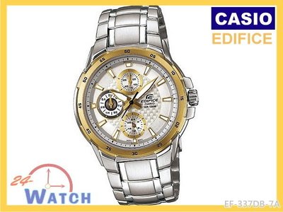 24-Watch【CASIO EDIFICE 三眼 男錶 EF-337DB-7A 白】全新台灣卡西歐公司貨 EF-337