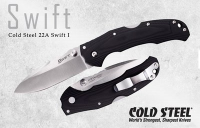 【angel 精品館 】Cold Steel SWIFT 平刃折刀/CTS-XHP鋼 (銀平刃) 22A