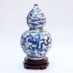 INPHIC-ZF-B011 景德鎮 青花陶瓷 龍騰四海 葫蘆花瓶 裝飾擺飾 復古