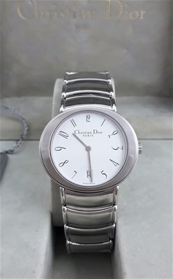 【Jessica潔西卡小舖】真品 Christian Dior 克里斯汀·迪奧 CD 圓形石英腕錶,附原莊錶盒