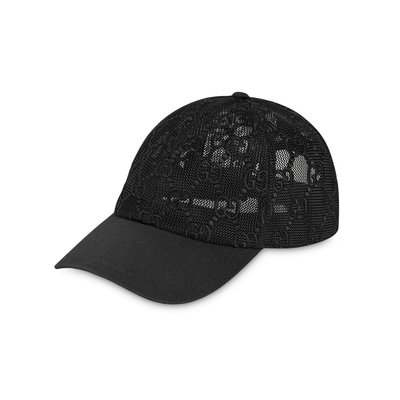 [全新真品代購] GUCCI GG 刺繡 網面 帽子 / 棒球帽 (579155) 黑 / 白