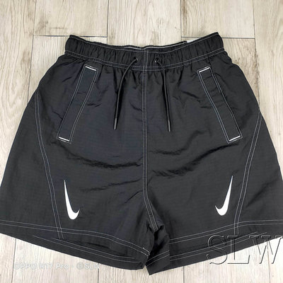 『 SLW 』DD5593-010 女 Nike Sportswear Swoosh 黑白 抽繩 高腰 寬鬆 網布內裡