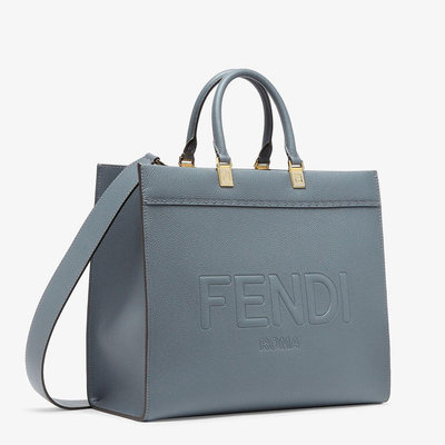 代購FENDI Sunshine 中號藍色皮革手提袋