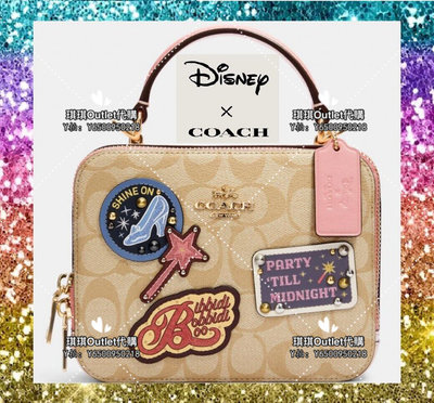 琪琪Outlet代購 Coach 1434 新款Disney迪士尼女士化妝包 單肩斜挎包 盒子包 附購買憑證