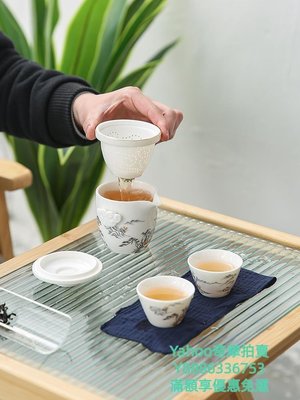茶杯旅行茶具套裝便攜包泡茶壺茶杯羊脂玉陶瓷精品茶器一壺兩杯快客杯茶具-雙喜生活館