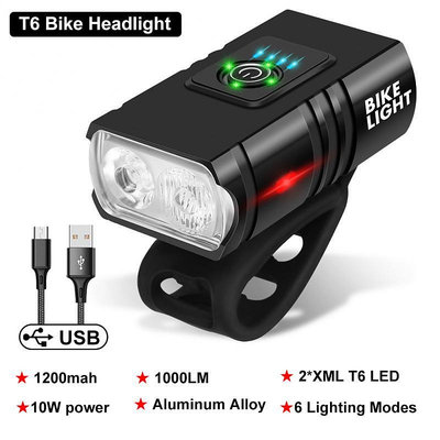 T6 LED 自行車燈 10W 1000LM USB 可充電電源顯示自行車頭燈尾燈 Lanterna Bicicleta