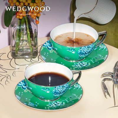 WEDGWOOD瑋致活翠玉鳳凰骨瓷茶杯下午茶杯碟歐式咖啡杯茶具套裝現貨 正品 促銷