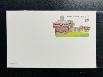 【珠璣園】C096 美國郵資片  -  1993年 俄亥俄州恢復堡， 19C 未使用