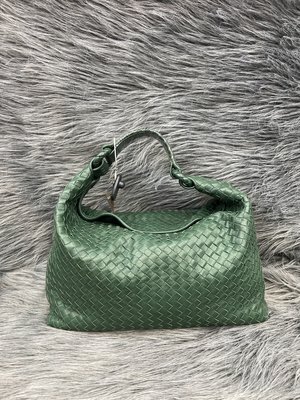 BOTTEGA VENETA BV 172918 孔雀 綠 全皮 編織 肩背包 購物包 SLOANE