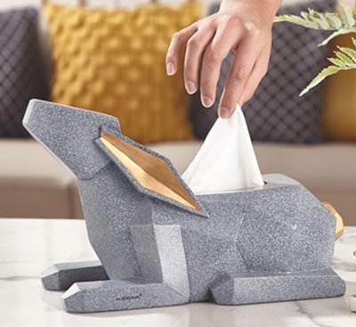歐式 幾何兔子造型面紙盒 北歐風格簡約小兔灰色創意紙巾盒抽紙盒面紙盒衛生紙盒擺件禮物