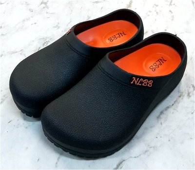 NLBB 廚師鞋 強化耐用/耐磨/止滑 加厚人體工學鞋墊 無毒台灣製 黑PCU039
