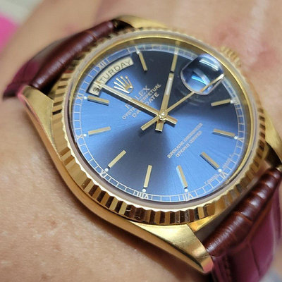 【一米時光】Rolex 勞力士18238 DAY-DATE 18K 原裝錶頭  2023年8月份回RSC更換全新原廠紫藍色面盤及針組完畢。