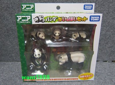 日本TAKARATOMY ANIA 探索動物 多美動物園 熊貓家族禮盒組 頭可動
