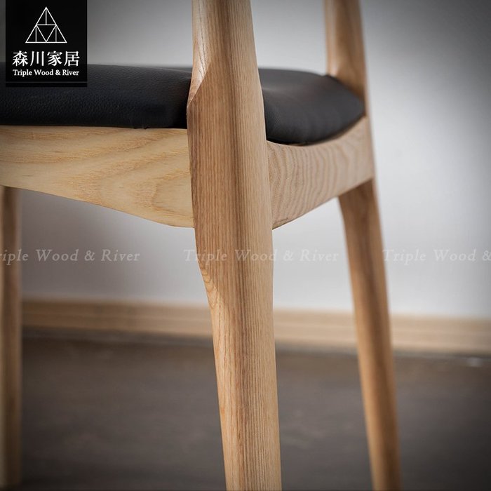 《森川家居》NRC-80RC23-北歐原木休閒Hans J. Wegner牛角椅  美式設計LOFT/IKEA品東西
