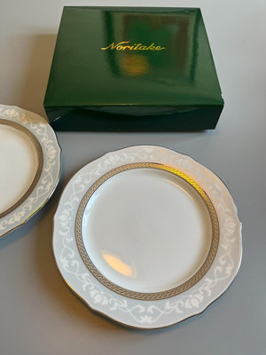 #盤子日本Noritake則武—漢普夏鉑金系列餐盤一對原盒