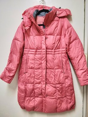 專櫃品牌 LACHELN 長版羽絨外套 可愛玫粉紅色  雪地可穿 100%羽絨 舒適保暖
