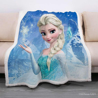 冰雪奇緣艾莎公主毛毯雙麵加絨愛莎水晶絨午睡蓋毯女孩幼兒園午休 ABHC